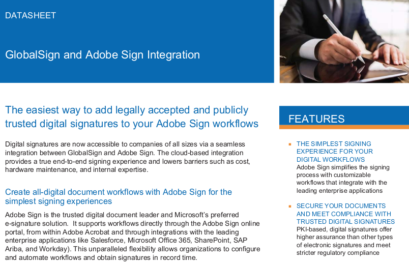GlobalSign and Adobe Sign Integration
