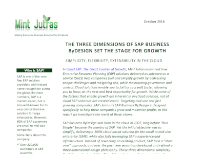 The 3 Dimensions of SAP Business ByDesign Set the Stage for Growth